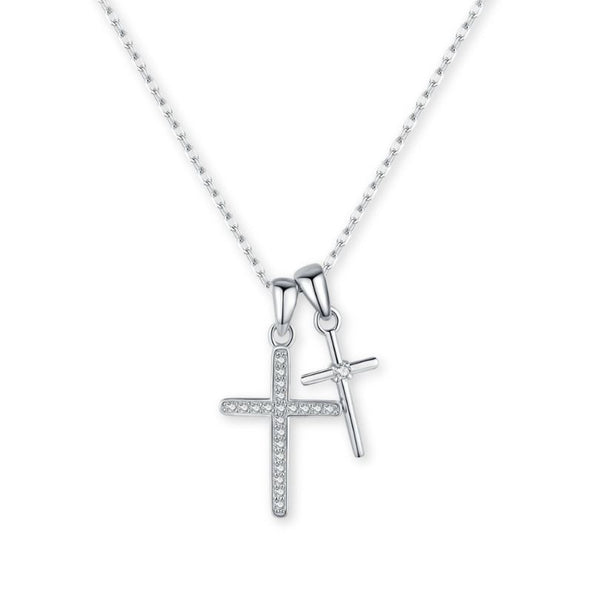 Elara Cross Necklace - Silver