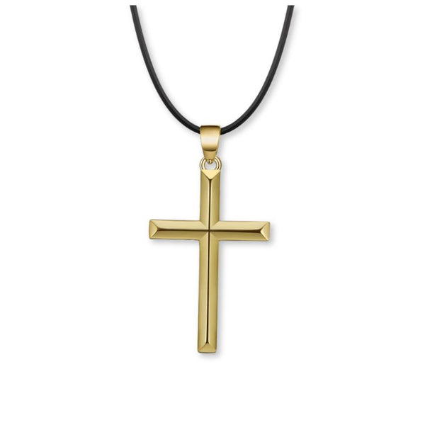 Sola Cross Necklace - Leather/Gold