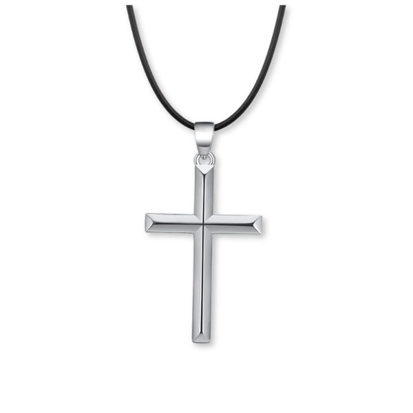 Sola Cross Necklace - Leather/Silver